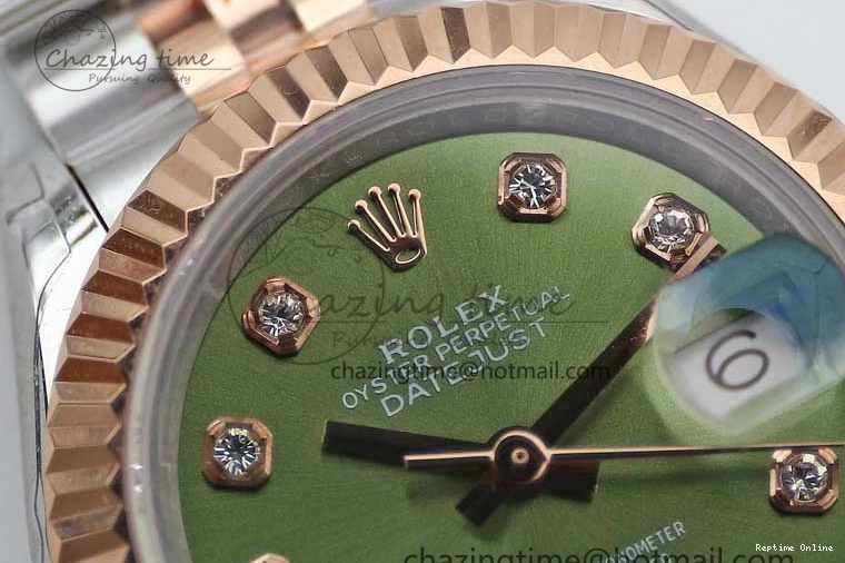 0511 Lady DateJust 28 SS RG TWF 1:1 Best Edition Green Dial Diamonds Markers on Jubilee Bracelet NH Trendsetting 2130